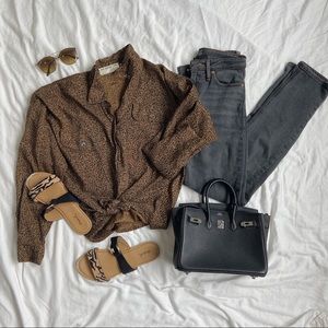 VINTAGE TWIN PATTERNED BUTTON DOWN BLOUSE